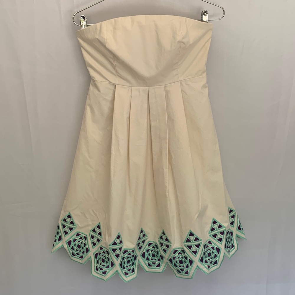 Anthropologie Plenty by Tracy Reese Strapless Mini Dress Brunch Off white Size 2